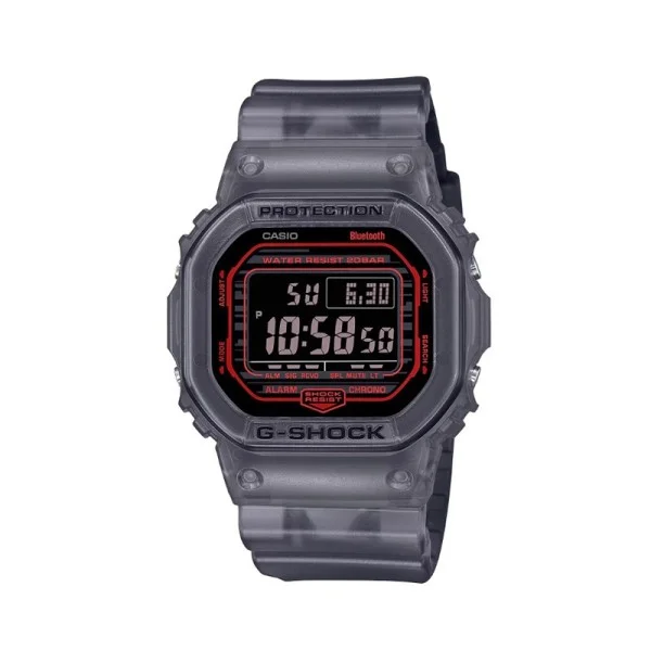 Casio G-Shock Digital Resin Band Bluetooth Watch for Men, Grey - DW-B5600G-1DR